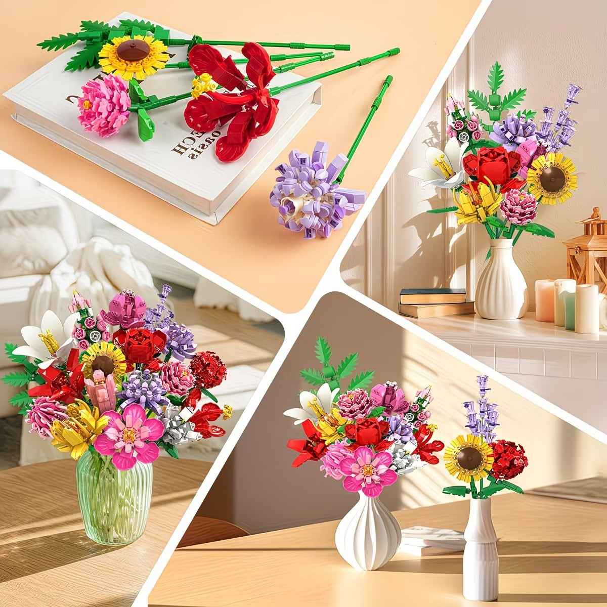 Flower Building Blocks Set For Adults,
