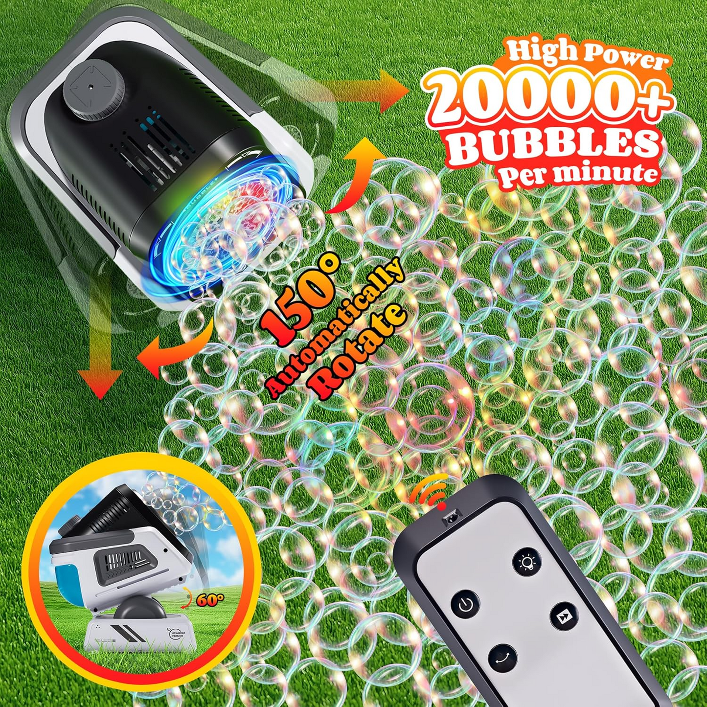 Upgraded Bubble Machine with Remote Control