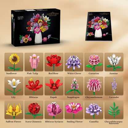 Flower Building Blocks Set For Adults,