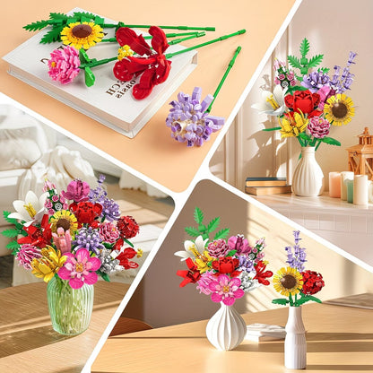 Flower Building Blocks Set For Adults,