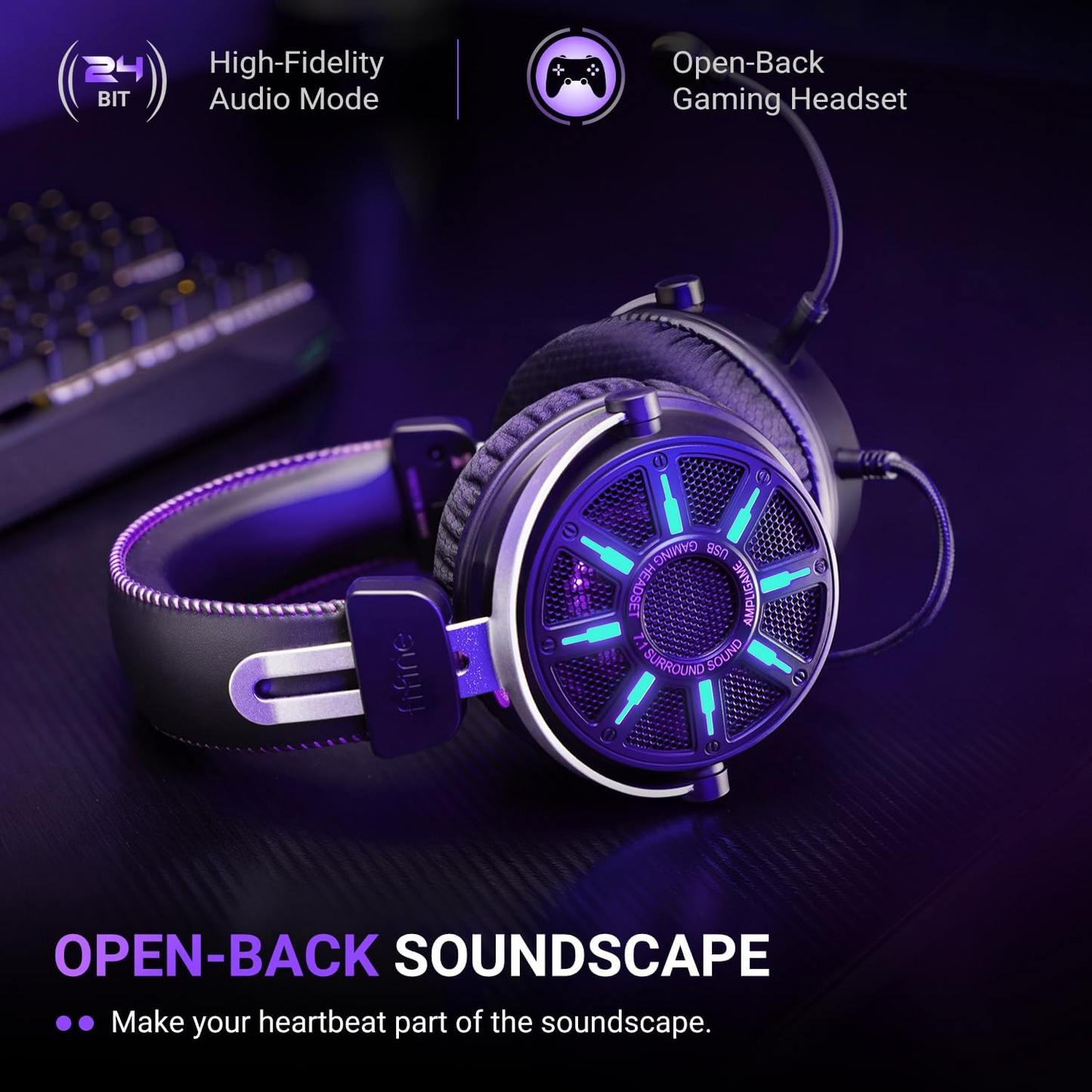 FIFINE Wired Open Back Gaming Headset, Open Acoustic Audio