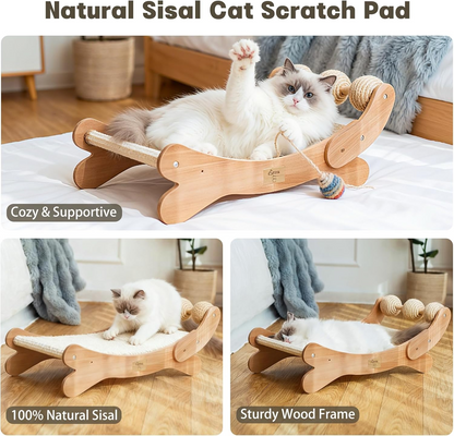 Sisal Cat Scratcher Bed with 3 Toy Balls for Indoor Cats