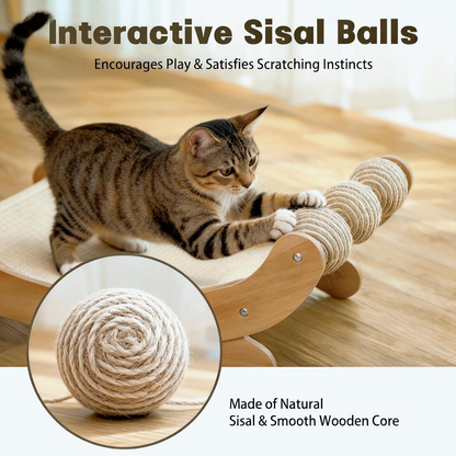 Sisal Cat Scratcher Bed with 3 Toy Balls for Indoor Cats