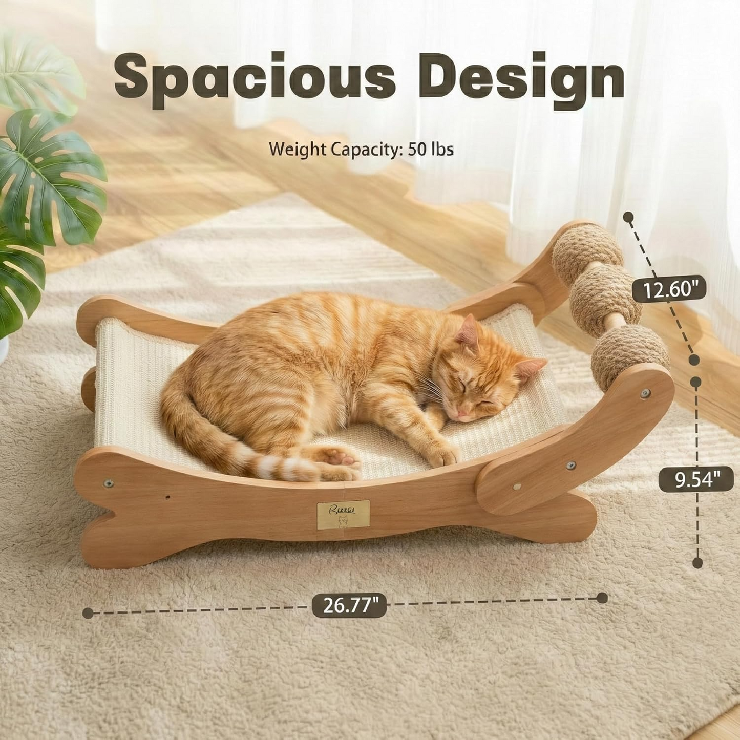 Sisal Cat Scratcher Bed with 3 Toy Balls for Indoor Cats