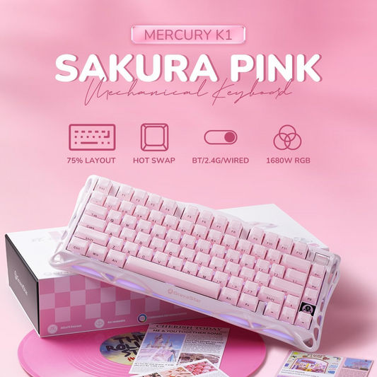 GravaStar Mercury K1 75% Pink Wireless Keyboard