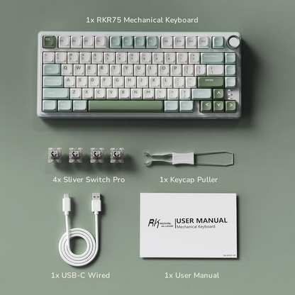 RK ROYAL KLUDGE R75 Mechanical Keyboard Wired with Volume Knob
