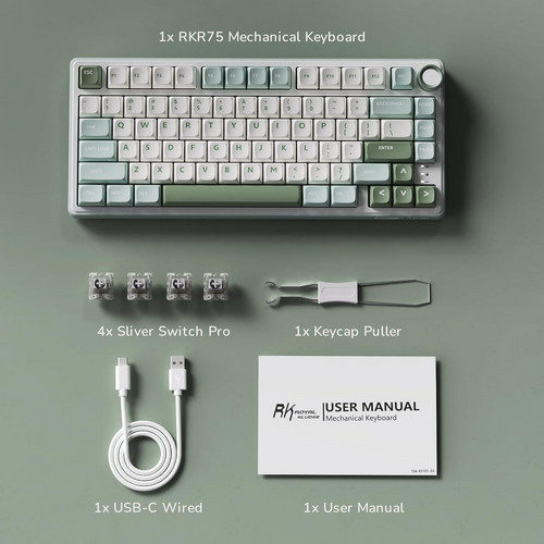 RK ROYAL KLUDGE R75 Mechanical Keyboard Wired with Volume Knob