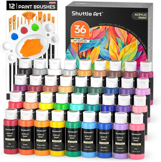 36 Colors Acrylic Paint Set with Brushes & Palette